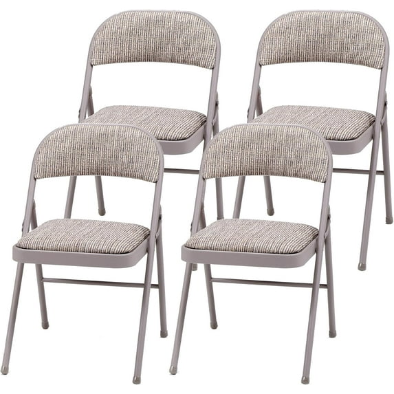 YYEAN 4-Pack Steel Frame Folding Dining & Event Chairs, Foldable Seating with Cushioned Seat and Padded Back for Kitchen, Parties or Game Tables-Chicory Lace