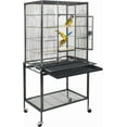 thumbnail image 1 of YYEAN  53-Inch Bird Flight Cage, Wrought Iron Standing Large with Rolling Stand for Cockatiels Pet Parrot Parakeet Lovebird Canary Finch (Black), 1 of 8