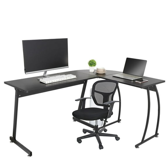 YYEAN 58"/66" Computer Gaming Laptop Table L Shaped Desk Workstation Home Office Desk-58" L-Shape Corner Desk