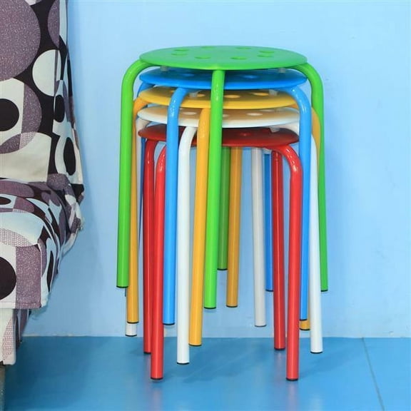 YYEAN 5x Portable Plastic Stack Stools Round Classroom Stools Chairs for Kids Students