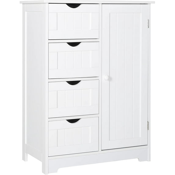 YYEAN Bathroom Floor Storage Cabinet with 4 Drawers & 1 Adjustable Shelf, Freestanding Storage Organization Multifunctional for Living Room, Bedroom, 23.6" W x 11.8" D x 31.6" H, White