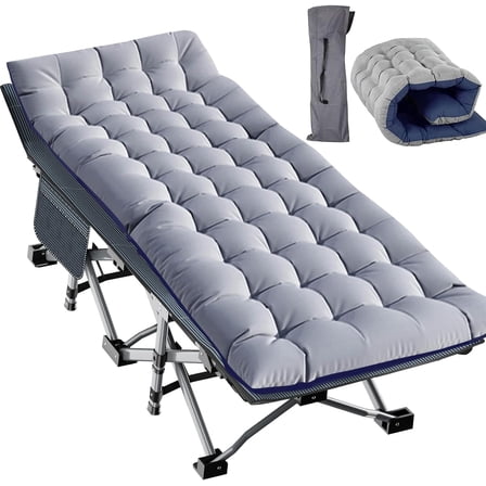 YYEAN Camping Cot for Adults with Mattress, Portable Sleeping Cots, Camp Bed with Carry Bag for Outdoor Travel, Beach, Hiking