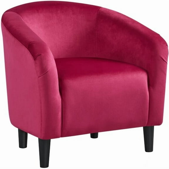 YYEAN Comfy Accent Arm Chair Barrel Chair Velvet Club Chair for Living Room Rose Red