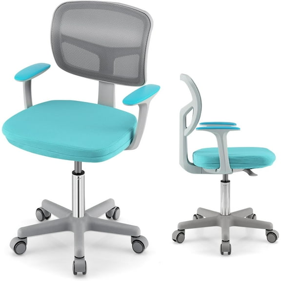 YYEAN Desk Chair, Adjustable Mesh Computer Chair with Armrest, Soft Cushion and Mid Back Swivel Office Chair for Teens Students (Green)