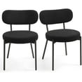 thumbnail image 1 of YYEAN Dining Chairs Set of 2 pcs, Boucle Comfortable Upholstered Seat Fabric with Curved Backrest, Mid Century Modern Contemporary Scandinavian Designer Chairs Ideal for Dining Room, Kitchen, Black, 1 of 7