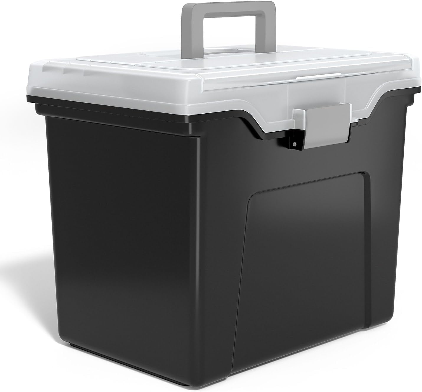 YYEAN File Folder Tote, Portable Filing Box, Letter Size Hanging Folders, Security Latch & Built-In Lid Organizer, Black/Clear