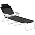 thumbnail image 1 of YYEAN Folding Lounge Chair, Portable Outdoor Chaise Lounge, Sun Tanning Chair with 4-Position Reclining Back, Armrests, Metal Frame and Mesh Fabric for Beach, Yard, Patio-Black, 1 of 8