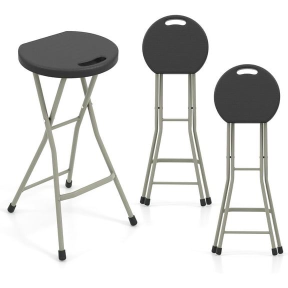 YYEAN Folding Stool, Extra Tall 28 inch Foldable Camping Stool for Adults with 550 lb Capacity, Portable Plastic Fold up Stool, Collapsible Round Stool with Handle for Fishing Hiking Gardening-3