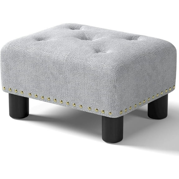 YYEAN Foot Stool Ottoman, Small Ottoman Foot Rest with Legs, Rectangle Foolstool Ottomans for Couch, Ottoman Foot Stools for Living Room Entryway -Light Gray