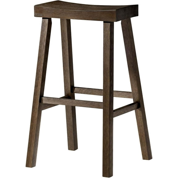 YYEAN Kitchen Bar Stool, Modern Farmhouse Wood Barstool, Kitchen Island Chairs, Pub Bar Height Stools For Kitchen, Wide Comfortable Seat Backless Bar Stools, Vincent 31 Inch-Antiqued Brown-Single