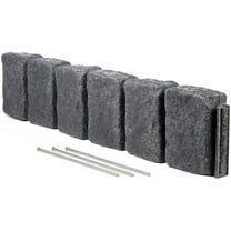 YYEAN Landscape Edging | Garden Edging Border | Faux Stone Block XL for Lawn Edging, Flower Beds & Yard Edging – 1 Pack | Each Section Has 6 Blocks 48" L x 4" W x 9.5" H | 3 Spikes -Charcoal