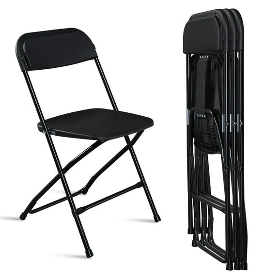YYEAN New 4PCS Commercial-Grade Black Plastic Folding Chairs | Stackable Design, Ideal for Weddings, Picnics & Party Events