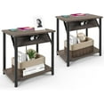 thumbnail image 1 of YYEAN Nightstands Set of 2, Small End Tables with Charging Station, Modern Night Stands, Narrow Side Tables for Small Space, Bedside Tables with 2-Tier Storage Shelf for Living Room, Bedroom-Grey, 1 of 10