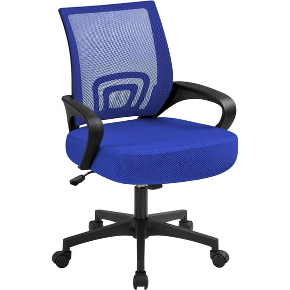 YYEAN Office Computer Desk Chair Swivel Rolling, Cute Task Chair Ergonomic Conference Room, Mesh Work Study Chair Basic Comfy Desktop Chair with Wheels Arms, Blue