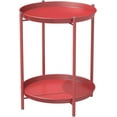 thumbnail image 1 of YYEAN Outdoor Side Table, 2-Tier Metal Round End Table 18"D x 18"W x 21"H-2-tier, Red, 1 of 9