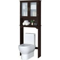 thumbnail image 1 of YYEAN  Over The Toilet Storage Cabinet, Free Standing Toilet Rack with Adjustable Shelves and Tempered Glass Doors for Bathroom Washroom, Espresso, 1 of 10