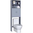 thumbnail image 1 of YYEAN Over The Toilet Storage, Taller Bathroom Organizer Space-Saving Storage Cabinet with Adjustable Shelves and Double Doors, 77 in H, Grey, 1 of 10