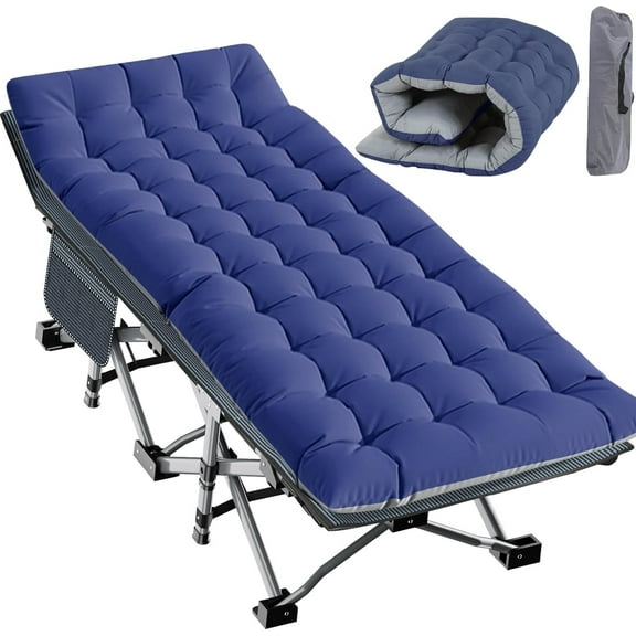 YYEAN Oversized XXL Camping Cot for Adults with Mattress, Portable Sleeping Cots, Camp Bed with Carry Bag for Outdoor Travel, Beach, Hiking