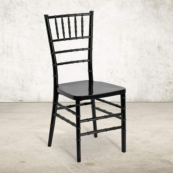 YYEAN Pewter Resin Stacking Chiavari Chair 18.5"D x 15.75"W x 36.5"H-Black