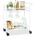 thumbnail image 1 of YYEAN Rolling Bar Cart, Mobile Home Bar Serving Cart, Serving Station w/ 2 Tier Shelves, Wine Rack, Lockable Wheels-White, 1 of 10
