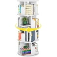 thumbnail image 1 of YYEAN Rotating Bookshelf, 360° Rotating Bookcase for Small Space, Corner Bookcase for Bedroom, Living Room, Study Room, Cloud Shape Board, 4 Tier, White, 1 of 8