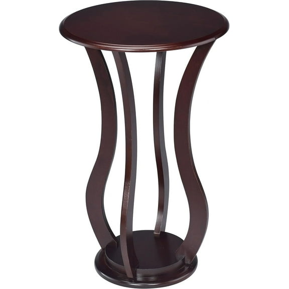YYEAN Round Wood Top Accent Side Table-Cherry