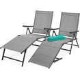 thumbnail image 1 of YYEAN Set of 2 Outdoor Patio Chaise Lounge Chair Adjustable Reclining Folding Pool Lounger for Poolside, Deck, Backyard w/Steel Frame, 250lb Weight Capacity-Grey, 1 of 10