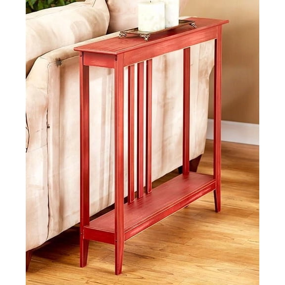 YYEAN Slim Entry Table - Space-Saving Accent Table with Distressed Finish - Country Red