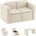 thumbnail image 1 of YYEAN –Sofa, 2-in-1 Double Set Sofa Convert to Table & 2 Chairs, Couch Armrest Chair with Storage Box -Beige, 1 of 7