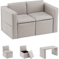 thumbnail image 1 of YYEAN –Sofa, 2-in-1 Double Set Sofa Convert to Table & 2 Chairs, Couch Armrest Chair with Storage Box -Grey, 1 of 9