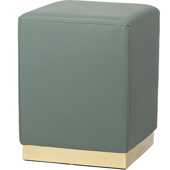 YYEAN Square Velvet Ottoman Upholstered Footrest Stool with Silver Plating Base, Vanity Stool Side Table for Bedroom Living Room Makeup Room-Gray Green