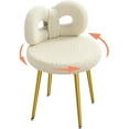 thumbnail image 1 of YYEAN Vanity Chair with Back, Swivel Makeup Chair with Upholstered and Golden Metal Legs for Living Bedroom and Makeup Room, Off-Off-white With Golden Leg, 1 of 6