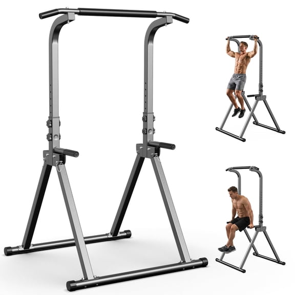 YYJO Foldable Pull Up Bar Free Standing, 11-Level Adjustable Multi-Function Power Tower Dip Bar, Home Gym Strength Training Equipment, 350LBS Capacity