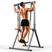 YYJO Pull Up Bar with Assistance Bands Power Tower Dip Stand Home Fitness Equipment 400 LBS Weight Capacity