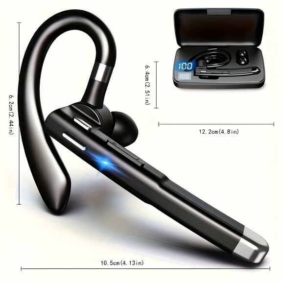YYK520 Mono Wireless Earbud, Bluetooth 5.3 Trucker Headset with ENC Noise Cancelling Mic, Handsfree Single Earpiece for Driving, Business Calls