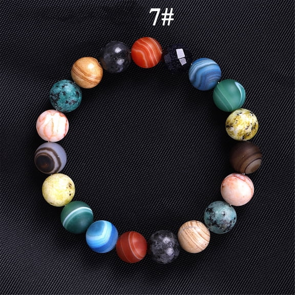 YYKihy 1 Pack Solar System Bracelet 7 Chakras Healing Natural Stone Bracelets For Women Men Stress Yoga Beads Elastic Bracelet Bangle
