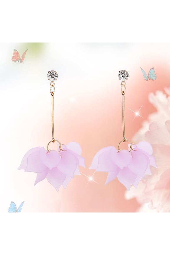1 Pair Gold Flower Acrylic Flower Drop Dangle Elegant Bohemian Boho Cute Earring Set Pack Aesthetic Jewelry Kawaii Plastic Colorful Petal Earrings