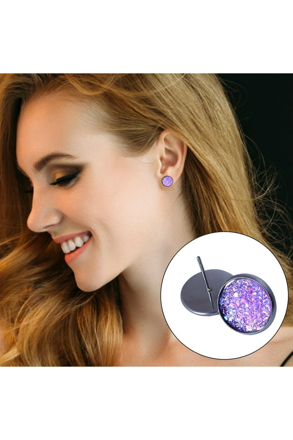 1 Pairs Of Trendy Ear Pin Studs Coloured Sequin Earrings Birthday Gift