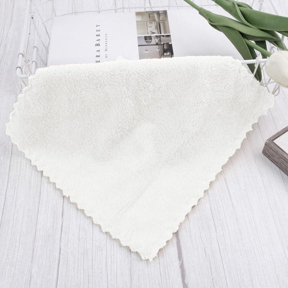 YYKihy 1PC Coral Velvet Microfiber Cleaning Cloth, Super Absorbent Multi-Purpose Rag for Kitchen & Car, 25x25cm, White