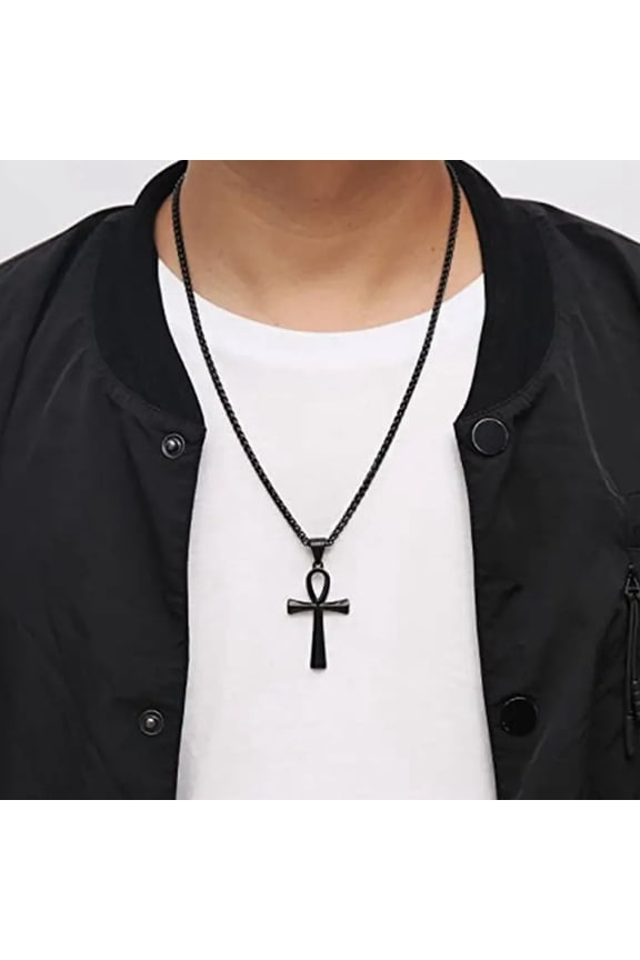 1pc Men's Stainless Steel Crosses Religious Pendant Necklace 22+2