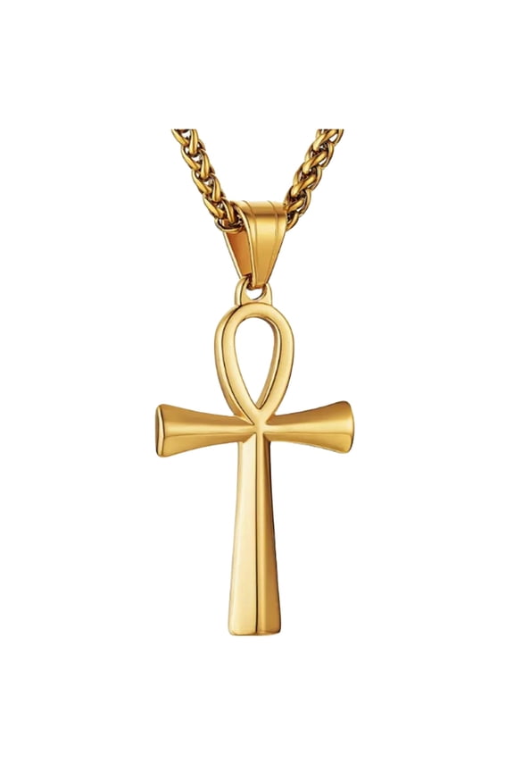 1pc Men's Stainless Steel Crosses Religious Pendant Necklace 22+2