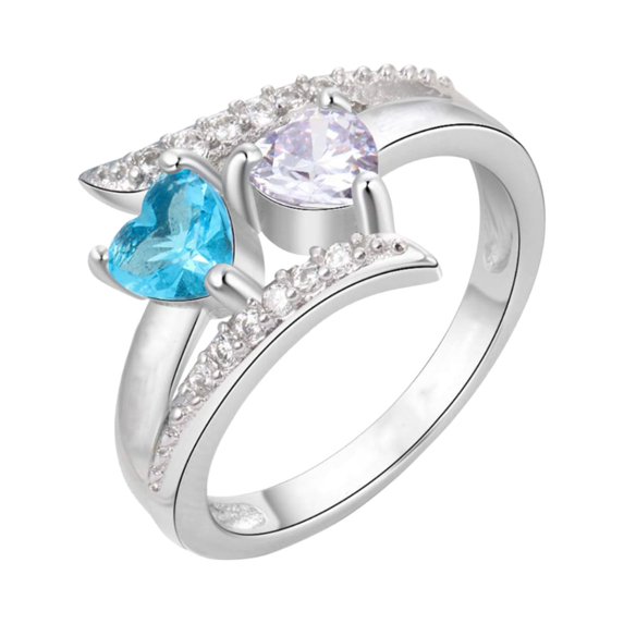 YYKihy 2 Birthday Stones Mother And Ladies' Valentine's Day Couple Rings
