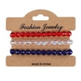 thumbnail image 1 of YYKihy 20204 New American Flag Red White And Blue Artificial Crystal Bracelet American Independence Day Multi Layered Beaded Stretch Bracelet, 1 of 7