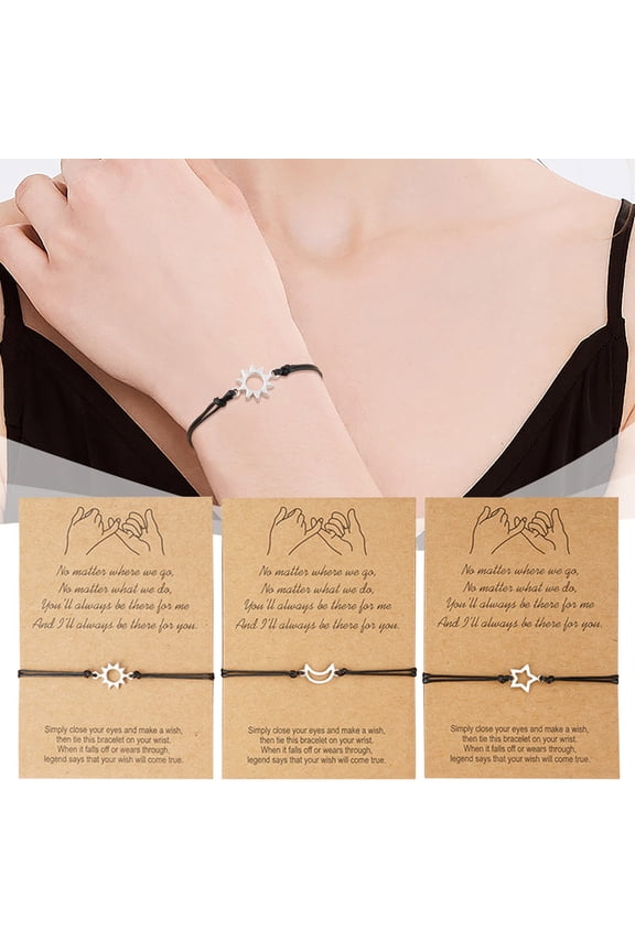 3 Pcs Matching Distance Bracelets Friendship Gift For Sisters Best Friends Girls Women