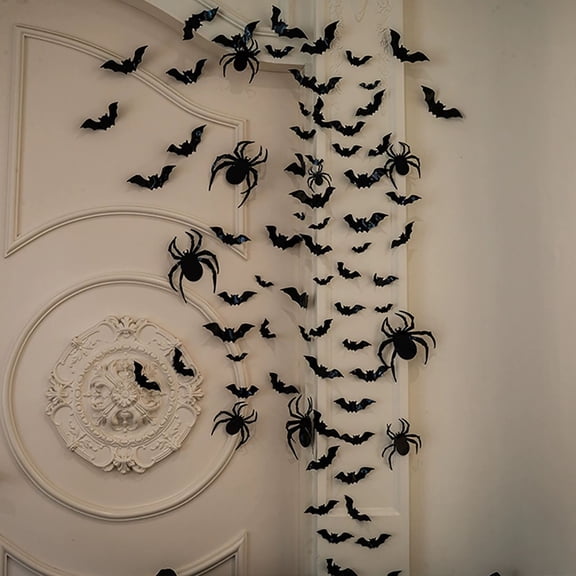 YYKihy 3D Bat Wall Stickers Halloween Decals For Indoor Outdoor