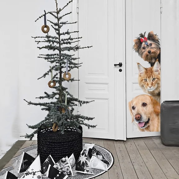 YYKihy 3d Simulation Kitty Dog Wall Stickers Living Room Bedroom Entrance Corner Decorative Stickers Creative Water Proof Wall Paper