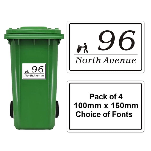 YYKihy 4 X Wheelie Stickers Numbers For Wheelies Custom Wheelie Numbers Sticker Labels With House Number Street Name(