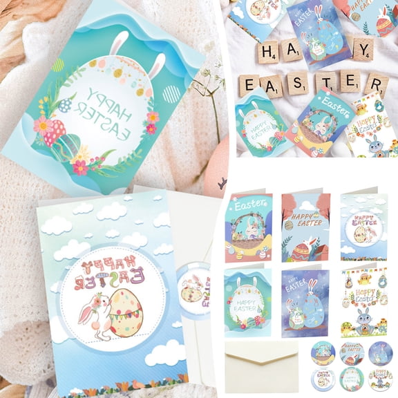 YYKihy 6 Pieces Easter Greeting Cards With Envelopes Happy Easter Note Cards Easter Cards Bunny Cute Note Cards For Easter Birthday Anniversary