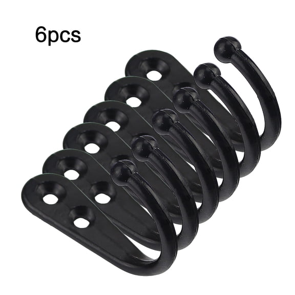 YYKihy 6pcs Black Wall Hooks With Screwsand Anchor For Key, Towel, Hat (U Shape)