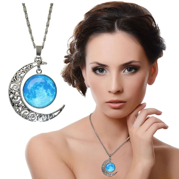 YYKihy 8 Color Carved Moon Sky Time Jewelry Necklace Pendant Chain Necklace Gift Silver Chain Alloy Pendant Necklace Jewelry For Women Men Gifts